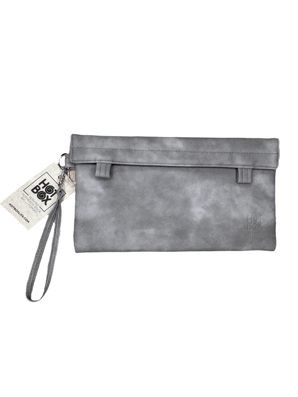 NWT Hot Box Gray Vegan Leather Fold-Over Clutch